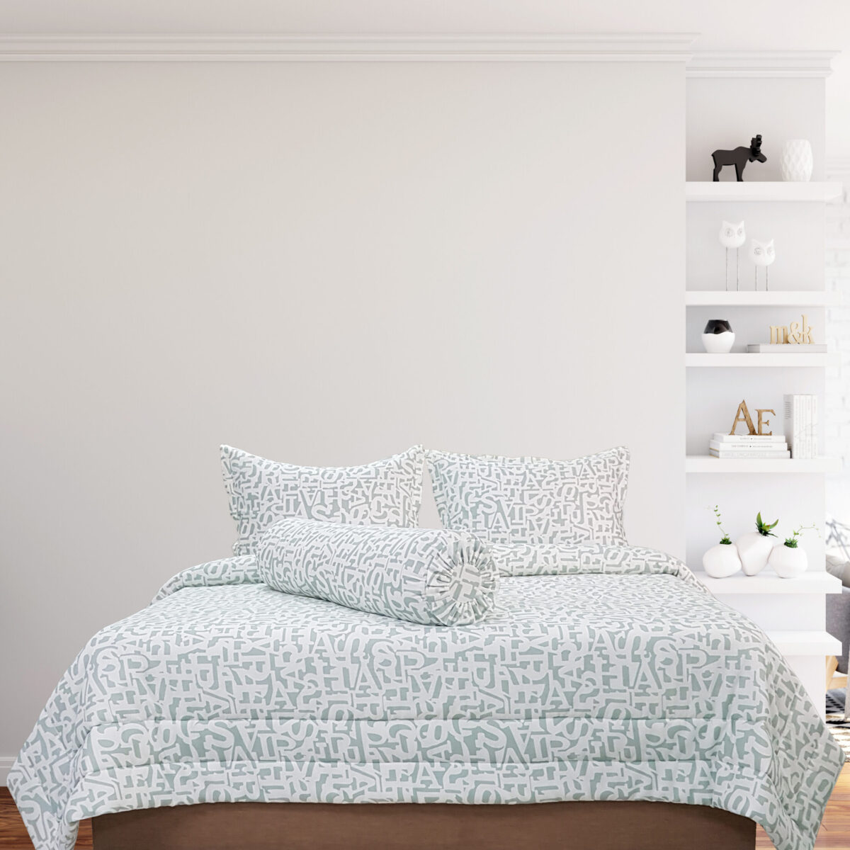 Bộ Chăn Drap Gối Cotton Xô In Họa Tiết - 07 Bộ Chăn Drap Gối Cotton Mẫu Chữ Cái