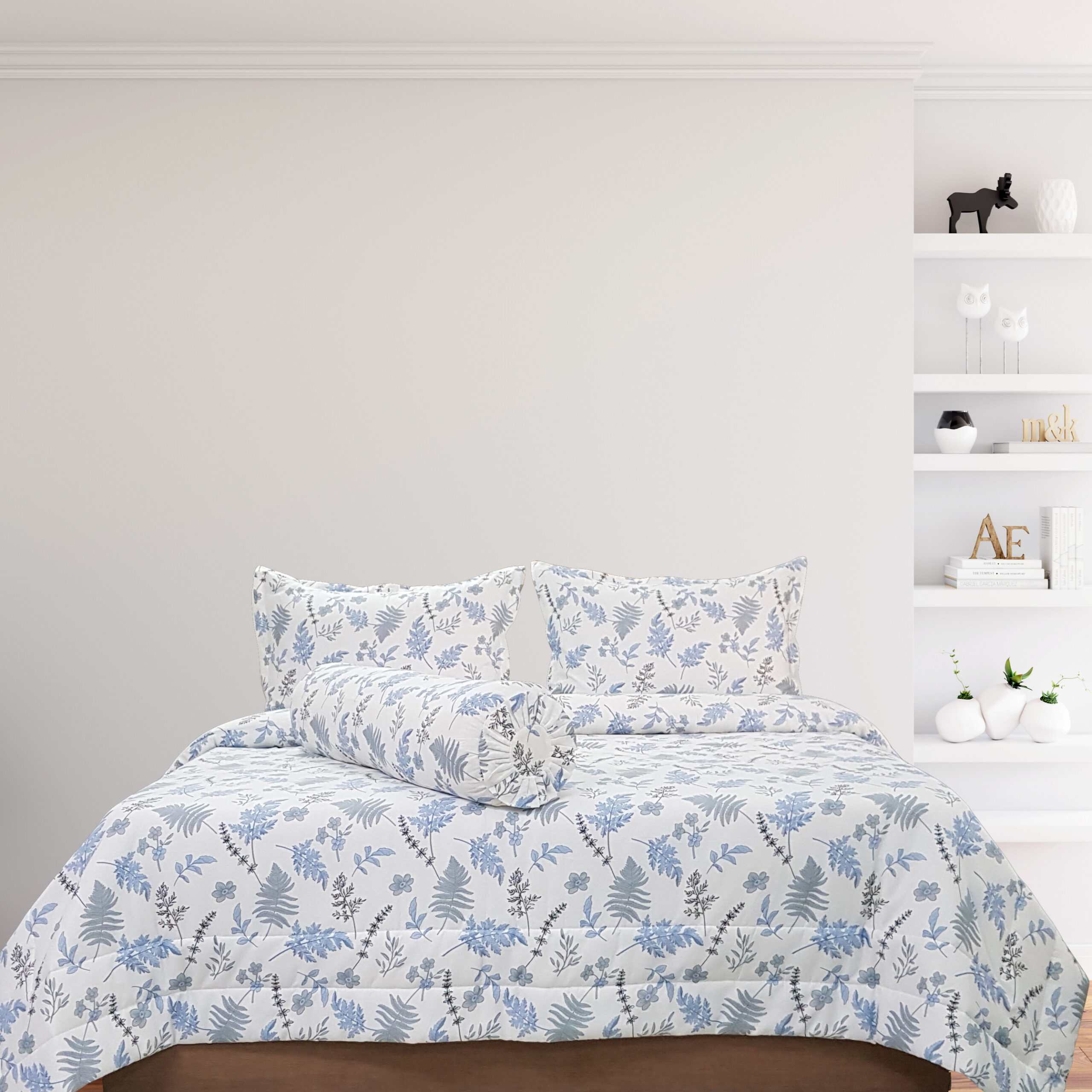 Bộ Chăn Drap Gối Cotton Xô In Họa Tiết - 07 Bộ Chăn Drap Gối Cotton Mẫu Dương Xỉ