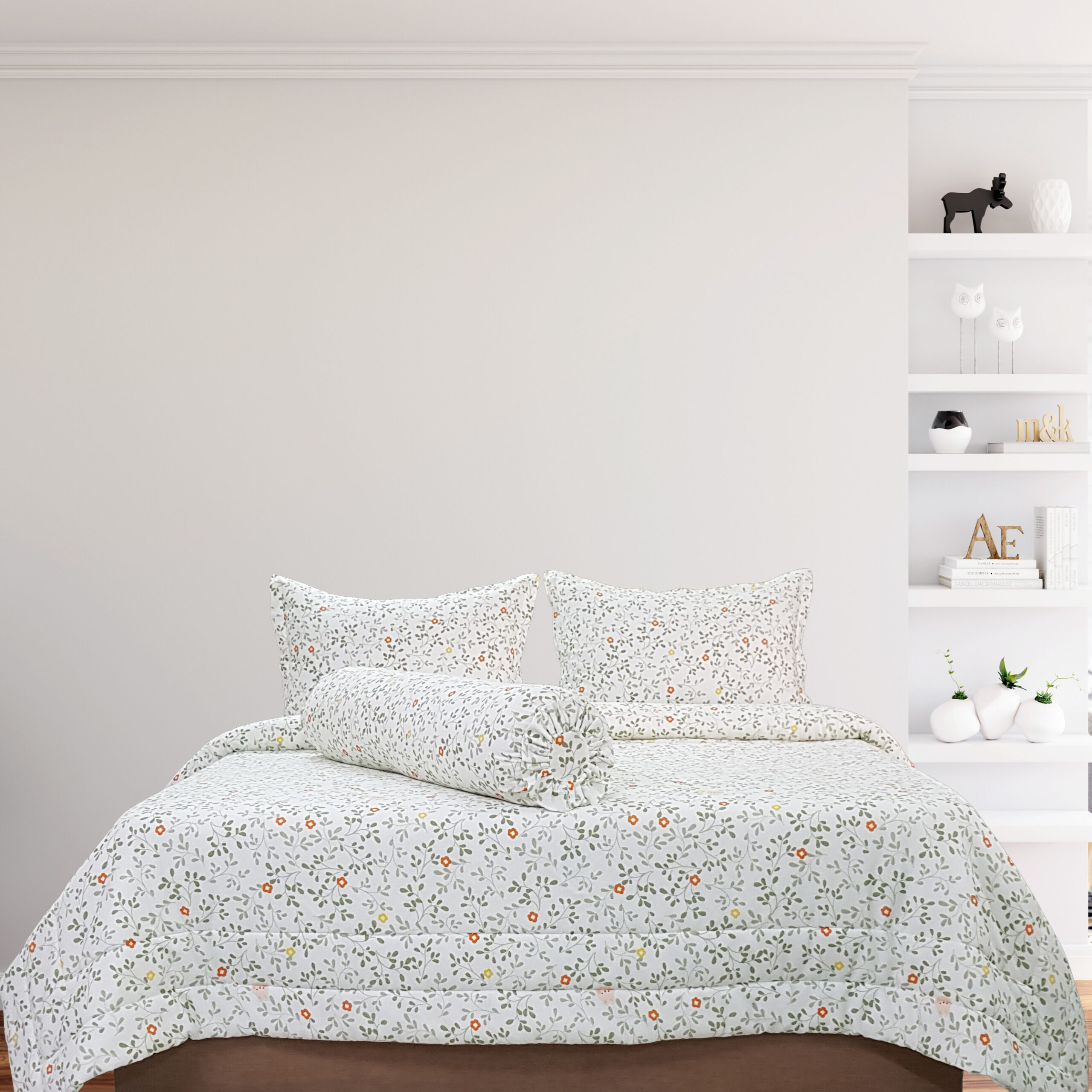 Bộ Chăn Drap Gối Cotton Xô In Họa Tiết - 07 Bộ Chăn Drap Gối Cotton Mẫu Hoa Lá