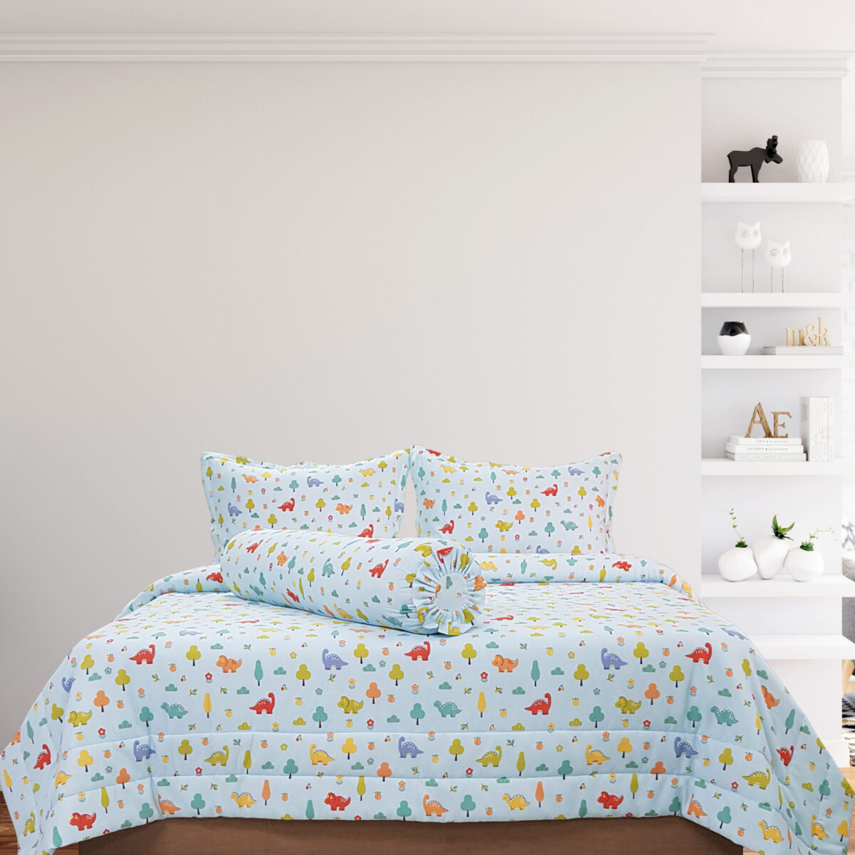 Bộ Chăn Drap Gối Cotton Xô In Họa Tiết - 07 Bộ Chăn Drap Gối Cotton Mẫu Khủng Long