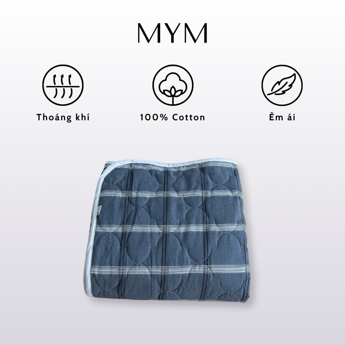 Chăn Cotton 160cm x 200cm chần gòn in hoạ tiết gấp gọn