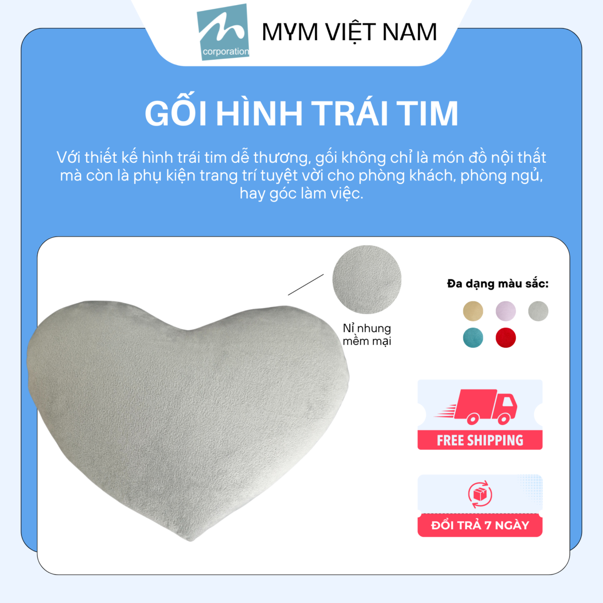 Gối Hình Trái Tim Mẫu 04