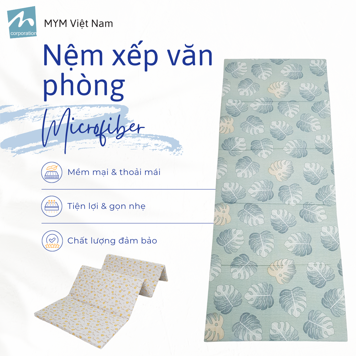 Nệm Gấp Văn Phòng Microfiber 70x180cm