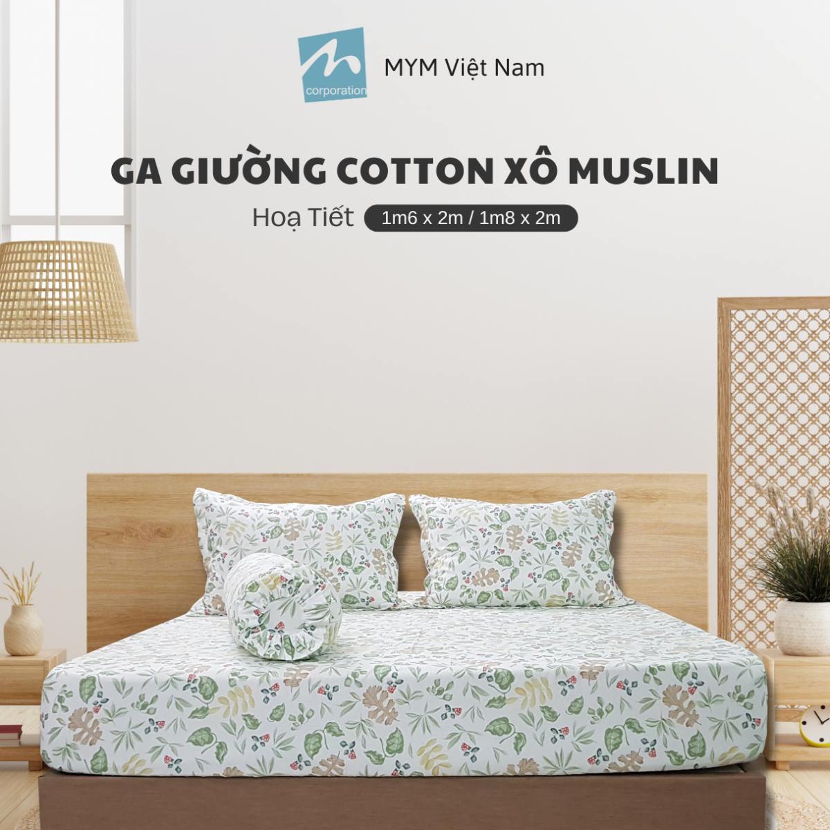 Bộ Drap Gối Xô Muslin Mẫu 12