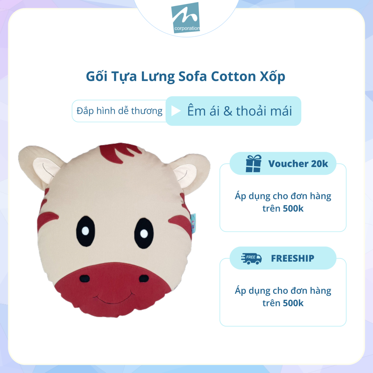 Gối Tựa Trang Trí Sofa Phối hình Ngựa Vằn Dễ Thương
